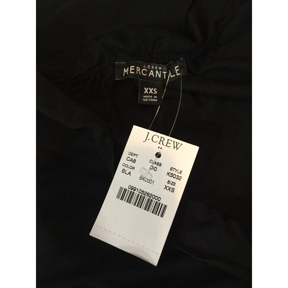 J Crew Mercantile women Black Ruffle Neck Side Tie Long Sleeve Knit Top size XXS